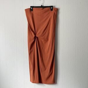 Old Navy Womens Dress 2X Knot Front Strapless Popover Stretch Midi Boho Beachy
